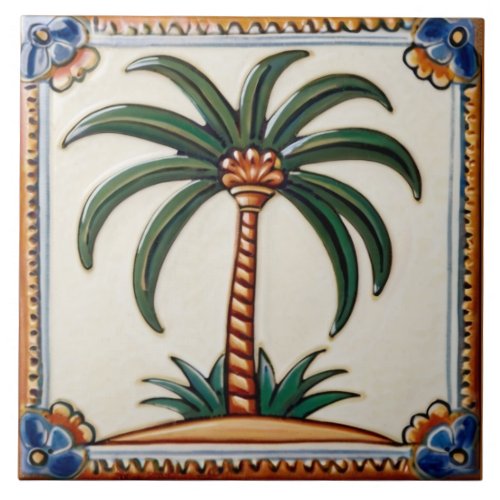 Palm Tree desert island tropical beach house decor Ceramic Tile