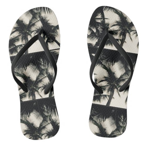 Palm Tree Design Slim Strap Flip Flops