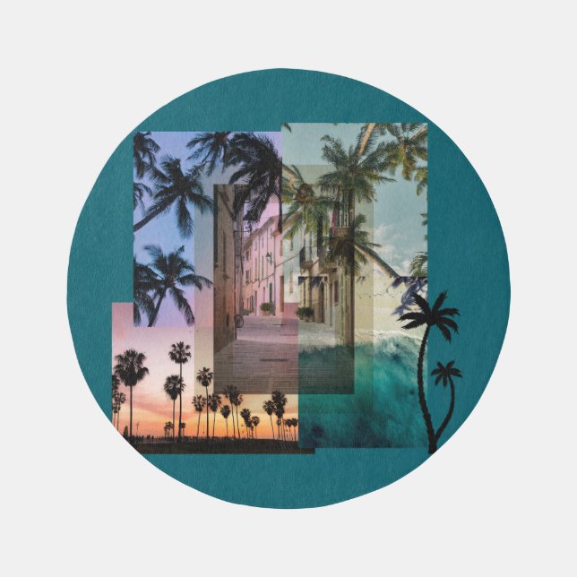 Palm tree designed outdoor rug (Front)
