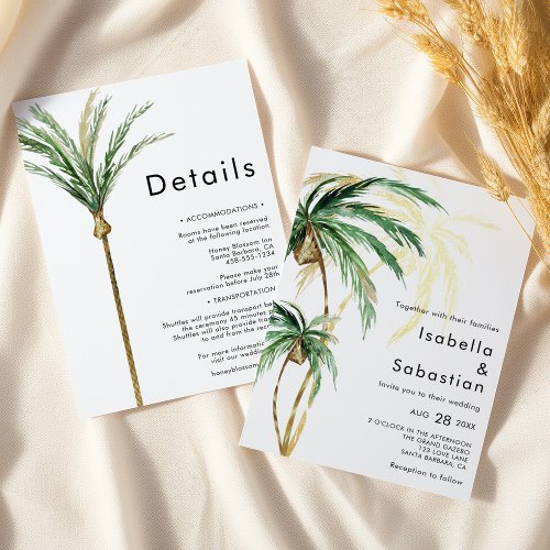 Palm Tree Destination Details All In One Wedding Invitation