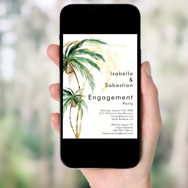 Palm Tree Destination Engagement Party Invitation (Front Digital)