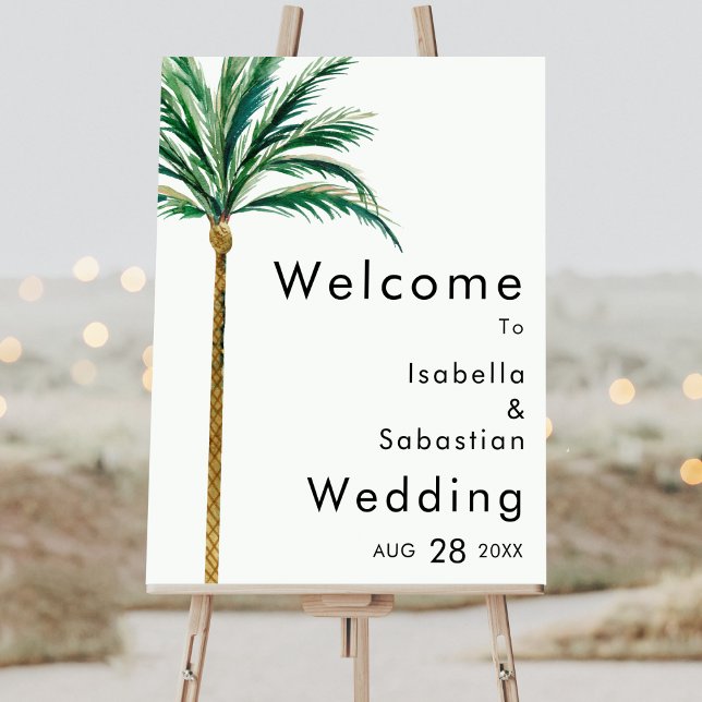 Palm Tree Destination Modern Wedding Welcome Sign (Creator Uploaded)