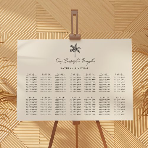 Palm Tree Destination Wedding 14 Table Seating Poster
