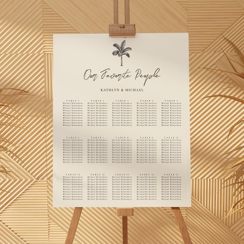 Palm Tree Destination Wedding 15 Seating Chart