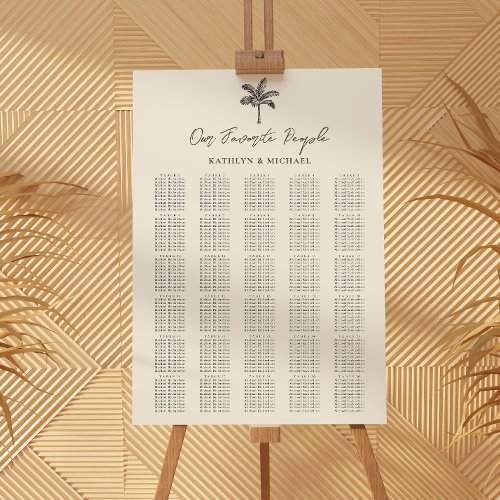 Palm Tree Destination Wedding 30 Table Seating Poster