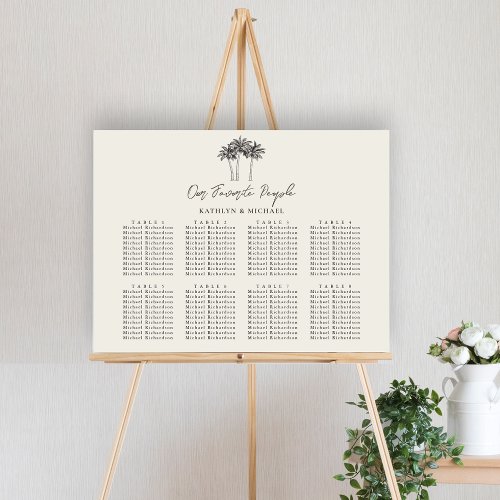Palm Tree Destination Wedding 8 Table Seating Poster