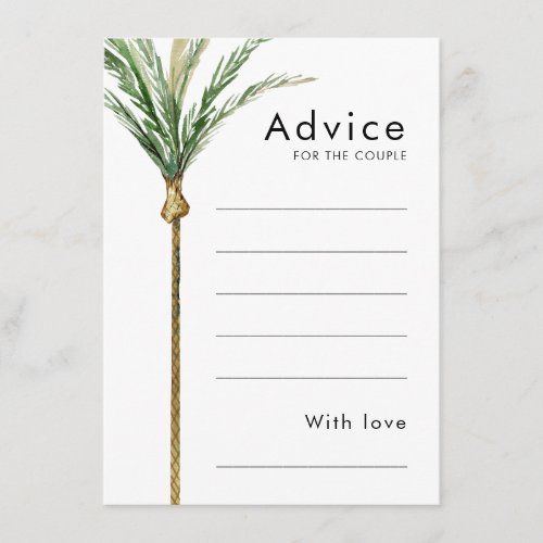 Palm Tree Destination Wedding Advice Card