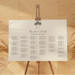 Palm Tree Destination Wedding Alphabetical Seating Poster