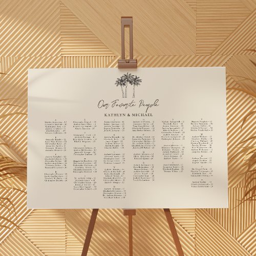 Palm Tree Destination Wedding Alphabetical Seating Poster