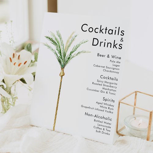 Palm Tree Destination Wedding Drinks Bar Sign