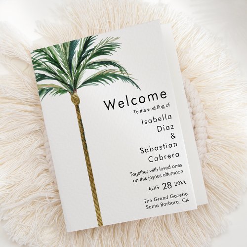 Palm Tree Destination Wedding Folded Program