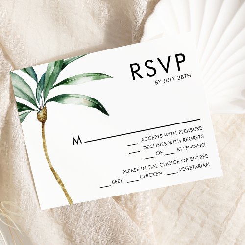 Palm Tree Destination Wedding Menu RSVP