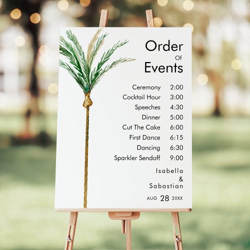 Palm Tree Destination Wedding Order Of Events Sign