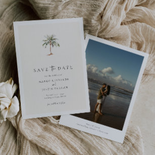 Palm Tree Destination Wedding Photo Save The Date Invitation