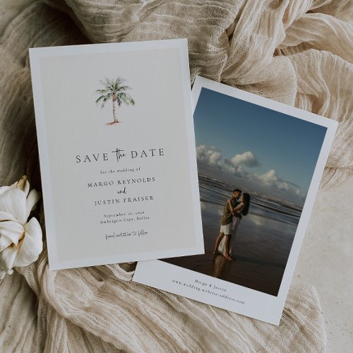 Palm Tree Destination Wedding Photo Save The Date Invitation