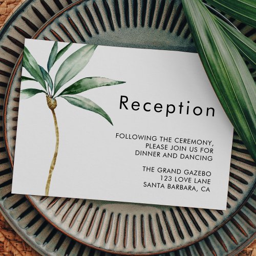 Palm Tree Destination Wedding Reception Enclosure Card