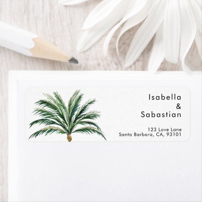 Palm Tree Destination Wedding Return Address Label (Insitu)
