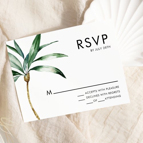 Palm Tree Destination Wedding RSVP Response Card