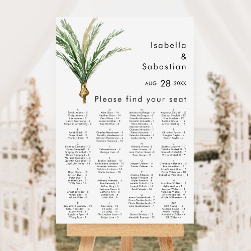 Palm Tree Destination Wedding Seating Chart Sign