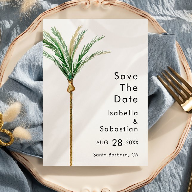 Palm Tree Destination Wedding Simple Save The Date (Creator Uploaded)