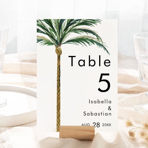 Palm Tree Destination Wedding Table Number Card