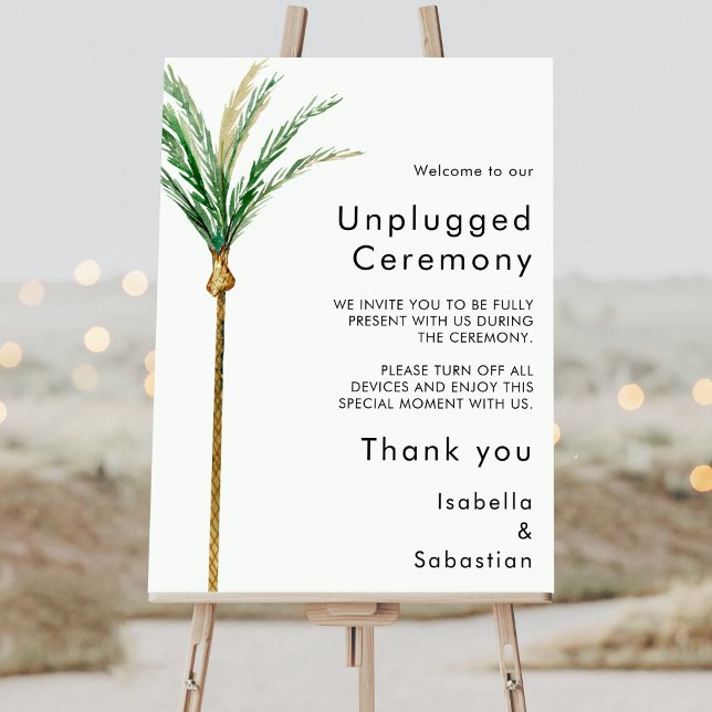 Palm Tree Destination Wedding Unplugged Ceremony Foam Board (Creator Uploaded)