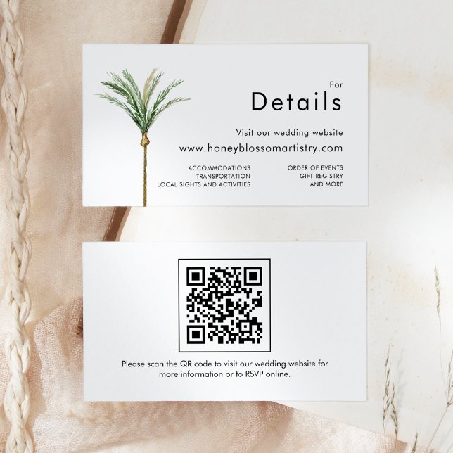 Palm Tree Destination Wedding Website Details Enclosure Card (Creator Uploaded)