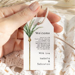 Palm Tree Destination Wedding Welcome Gift Tags<br><div class="desc">This palm tree destination wedding welcome gift tags design features tropical watercolor palm trees on a bright white background that evoke the dreamy ambiance of a destination wedding. this design radiates the romance of sandy shores and swaying palms, perfect for couples seeking a truly unforgettable celebration. For personalized coordination or...</div>