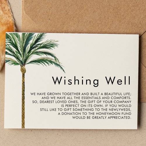 Palm Tree Destination Wedding Wishing Well Enclosure Card