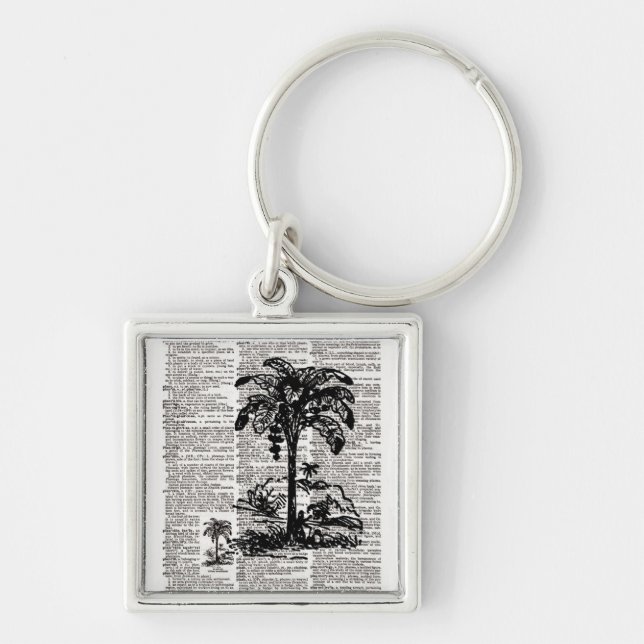 Palm Tree Dictionary Art Keychain (Front)
