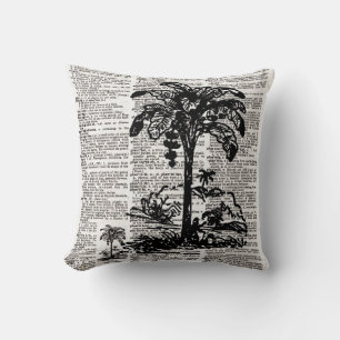 Palm Tree Dictionary Art Throw Pillow