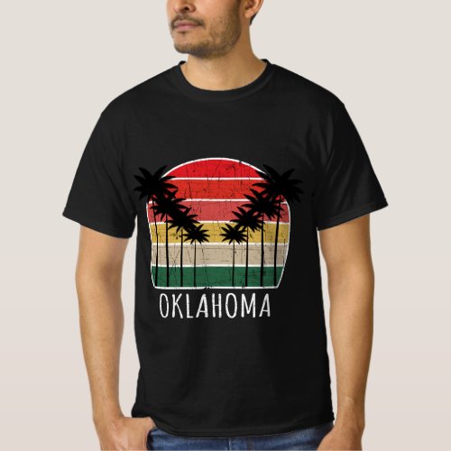 Palm Tree Distressed Oklahoma _ Beach Design T_Shirt