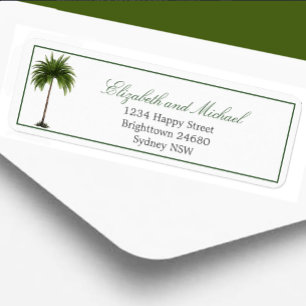 Palm Tree Elegant Modern Chic Green Wedding Label