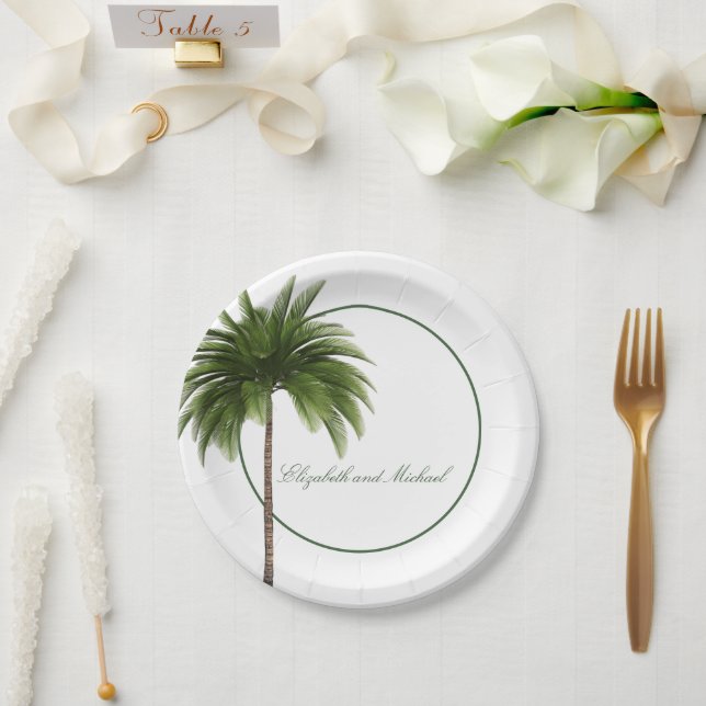Palm Tree Elegant Modern Chic  Paper Plates (Wedding)