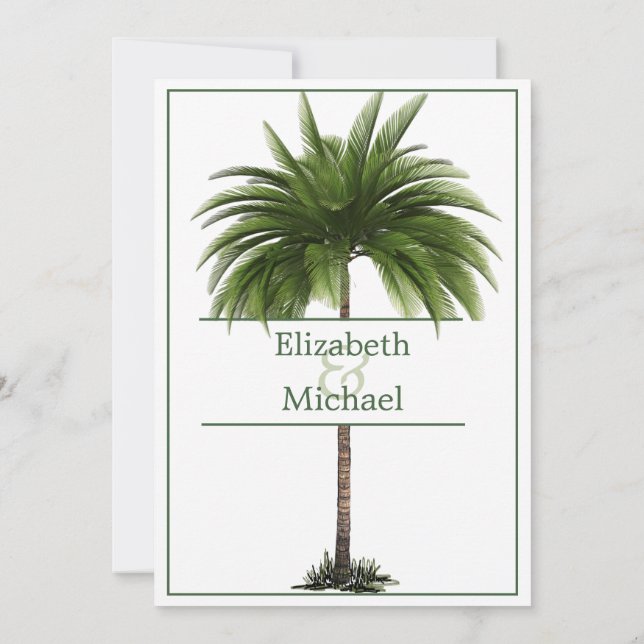 Palm Tree Elegant Modern Chic  wedding invitation (Back)