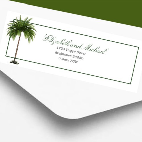 Palm Tree Elegant Modern Chic Wedding Label
