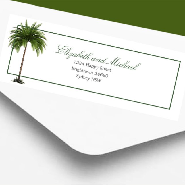 Palm Tree Elegant Modern Chic Wedding Label (Creator Uploaded)