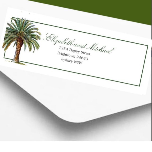 Palm Tree Elegant Modern Chic Wedding Label (Creator Uploaded)