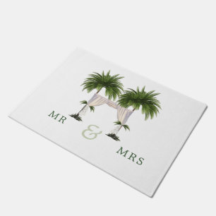 Palm Tree Elegant Modern Chic  Wedding Momento Doormat