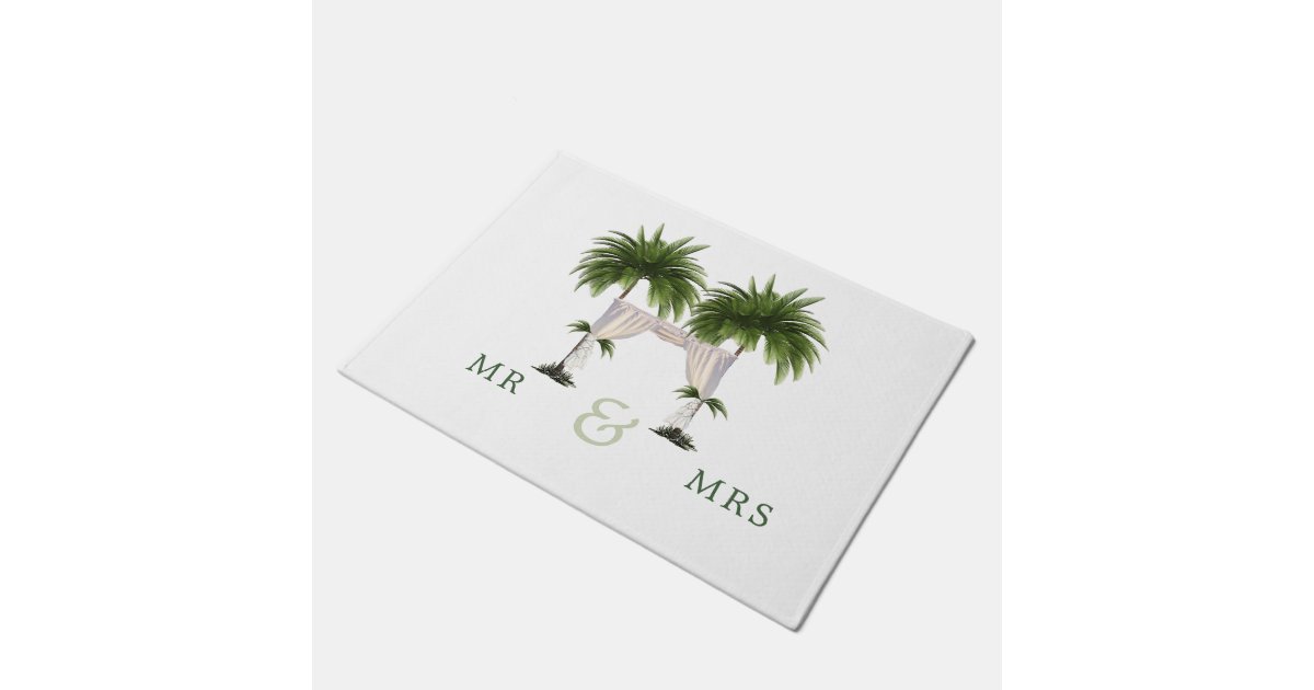 Palm Tree Elegant Modern Chic Wedding Momento Doormat | Zazzle