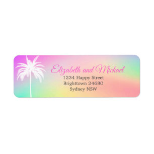 Palm Tree Elegant Modern Colorful Wedding Label