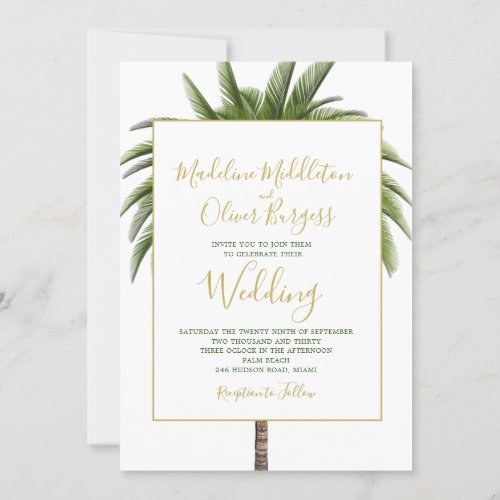 Palm Tree Elegant Modern Tropical Stylish  Wedding Invitation