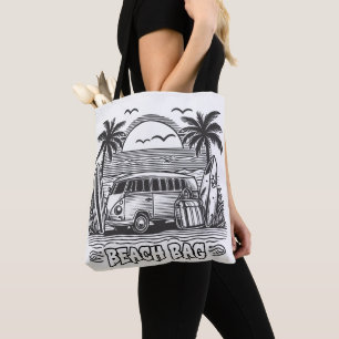 Palm Tree Escape Van Coloring Tote Bag