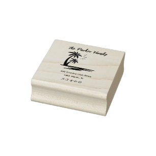 Palm Tree Family Name Return Address Rubber Stamp