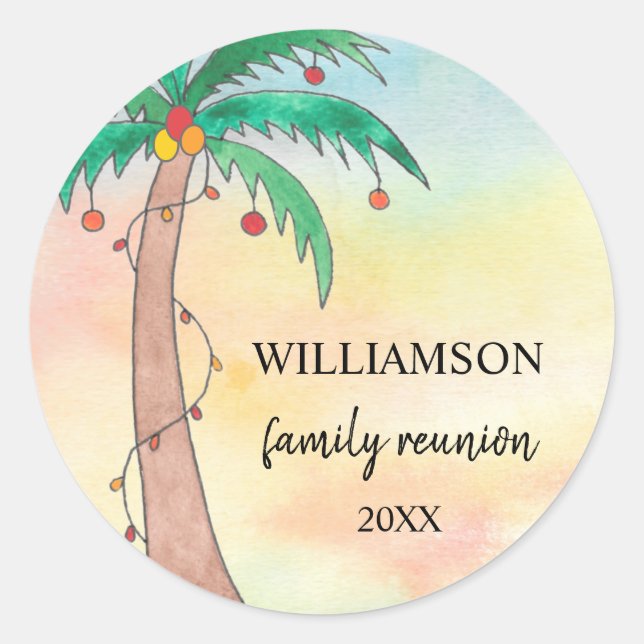 Palm Tree Family Reunion Classic Round Sticker (Front)