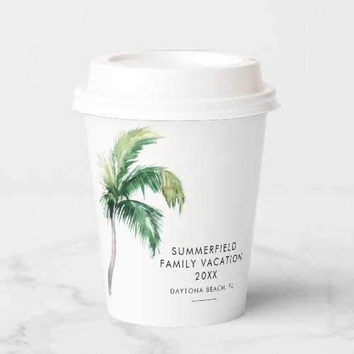 Palm Tree Family Vacation Custom Paper Cups