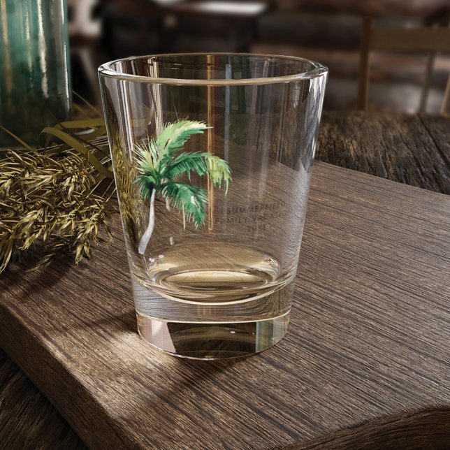 Palm Tree Family Vacation Custom Shot Glass (Coastal Palm Tree Family Vacation Shot Glass)