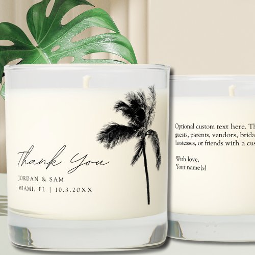 Palm Tree Favor Modern Luxury Wedding Gift Vanilla Scented Candle