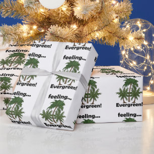 Palm Tree Feeling Evergreen Tropical Birthday Wrapping Paper
