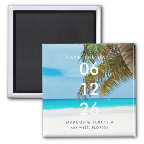 Palm Tree Florida Beach Wedding Save the Date Magnet